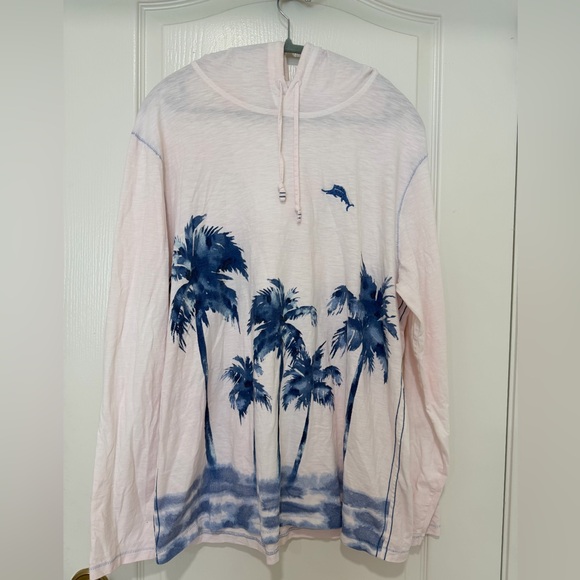 Tommy Bahama Other - Tommy Bahama Palm Break Lux Hoodie Pink Palm Print Lightweight Men’s L